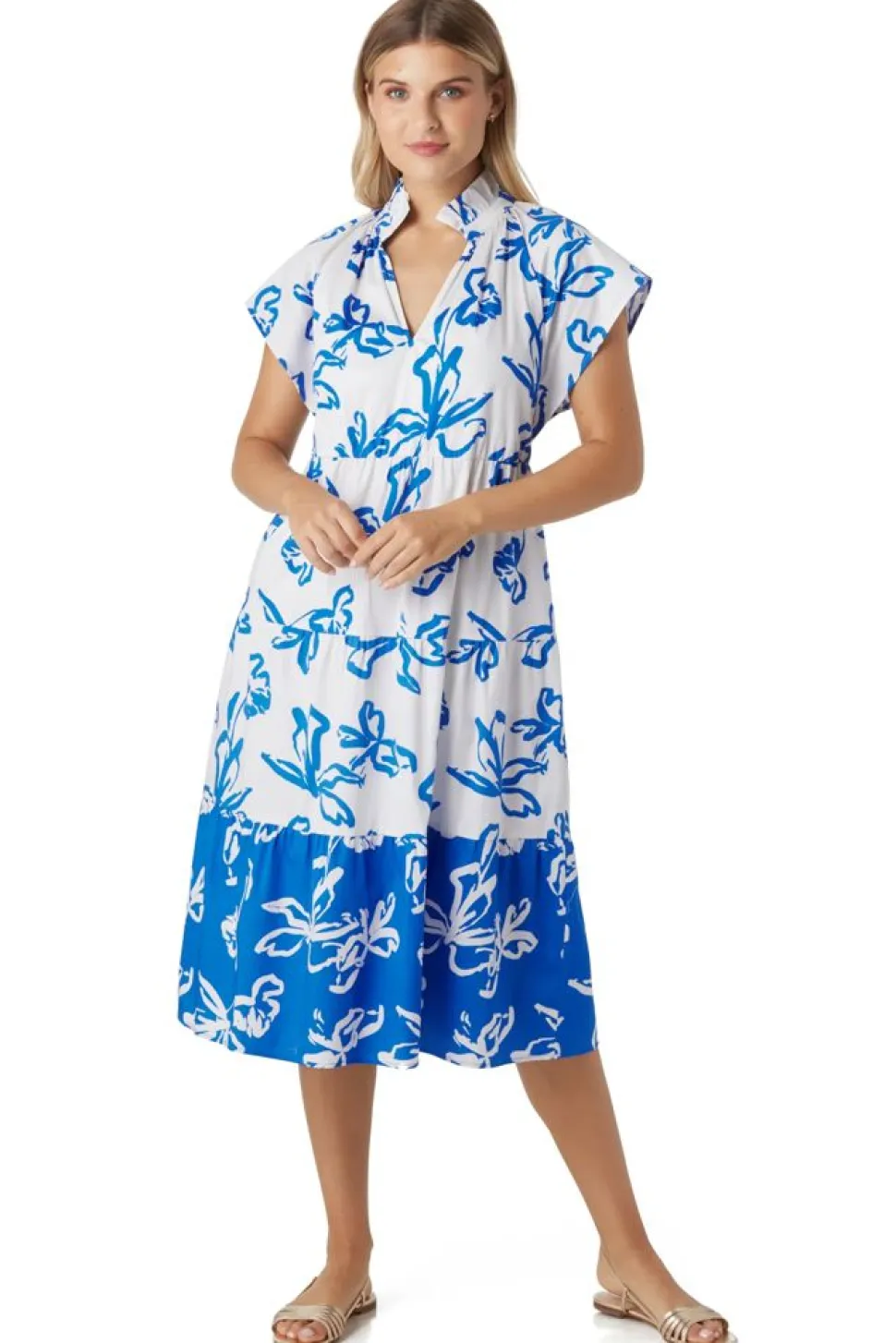 Crosby By Mollie Burch Midi- Watts Dress Park Foral Mix