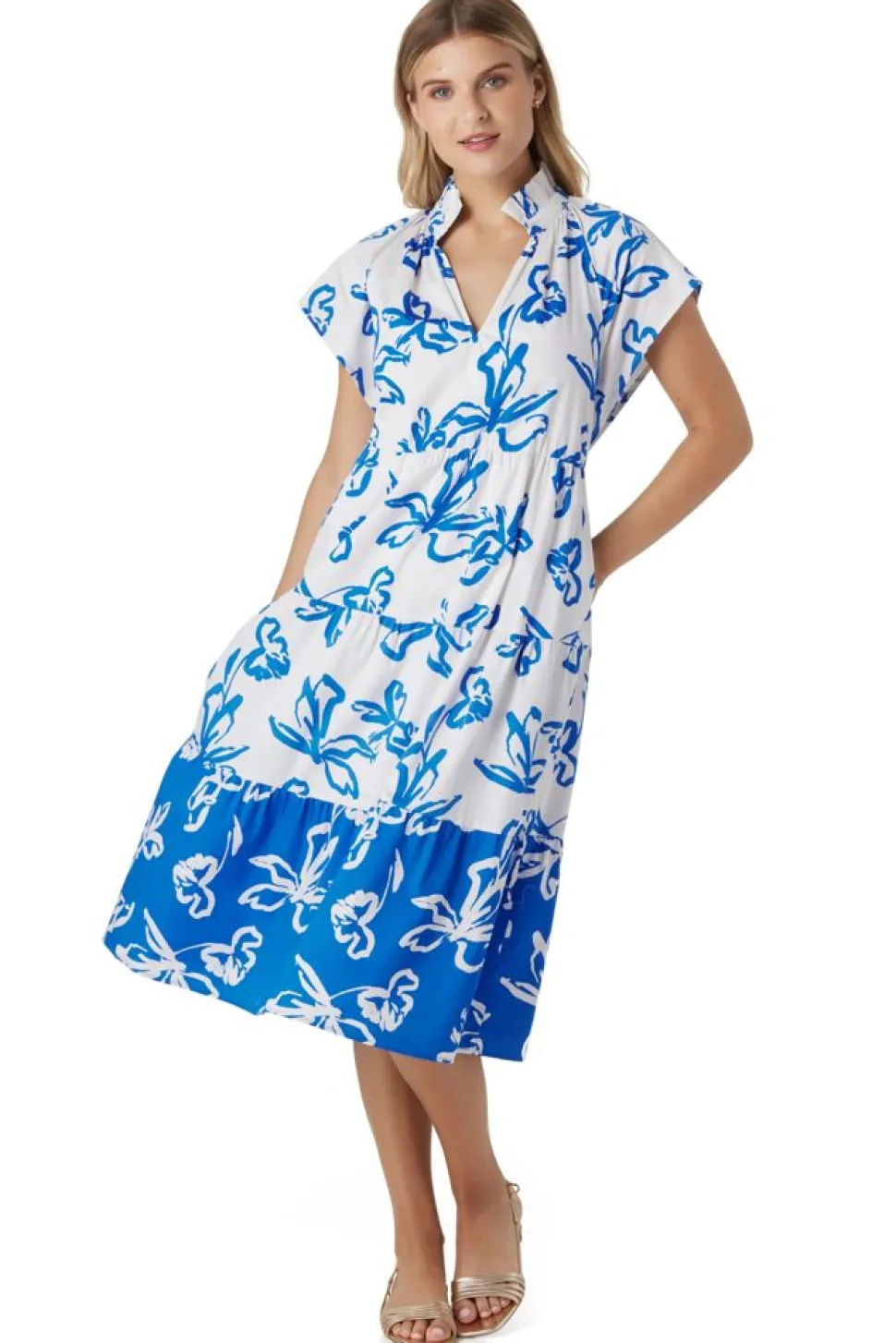 Crosby By Mollie Burch Midi- Watts Dress Park Foral Mix