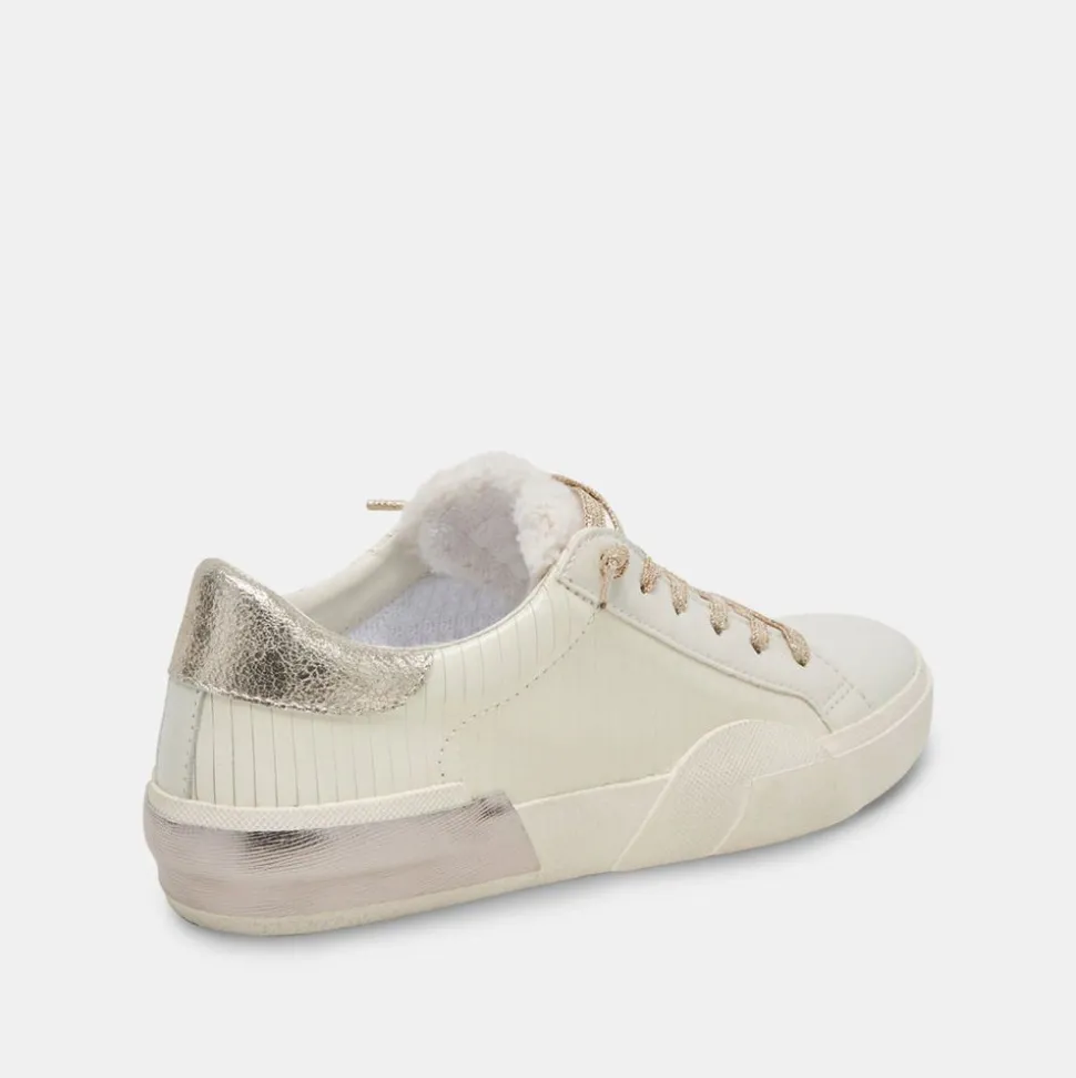 Dolce Vita Sneaker- Zina Plush White Sliced Leather