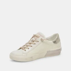 Dolce Vita Sneaker- Zina Plush White Sliced Leather