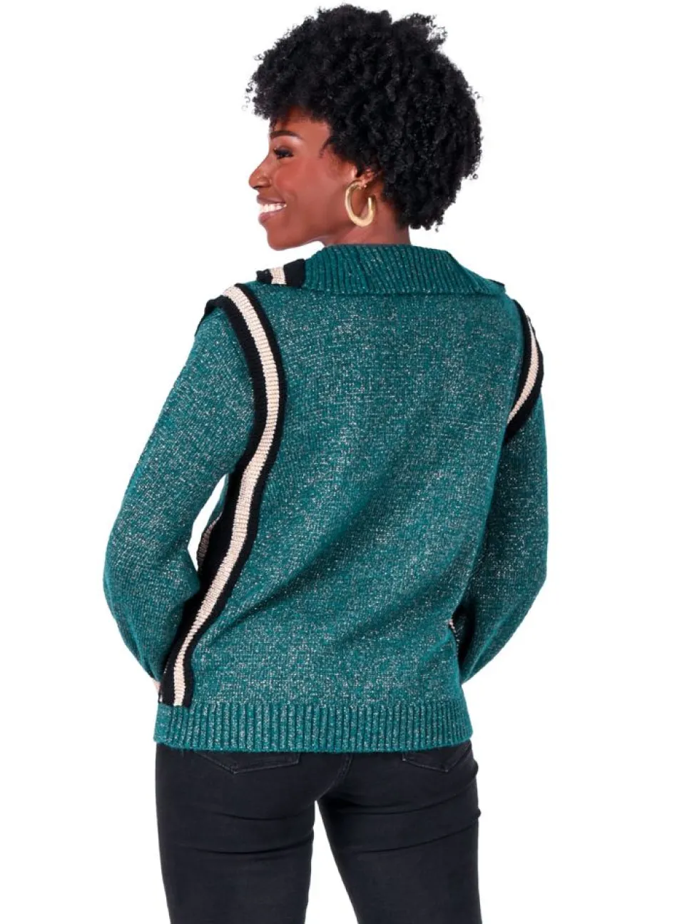 Emily McCarthy Sweaters- Poppy Pullover Sweater - Metallic Green