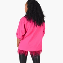 Emily McCarthy Blouses- Poppy Top Fuchsia Feather