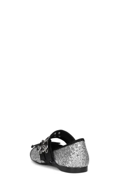 Jeffrey Campbell Flat- Balletic Silver Glitter Black