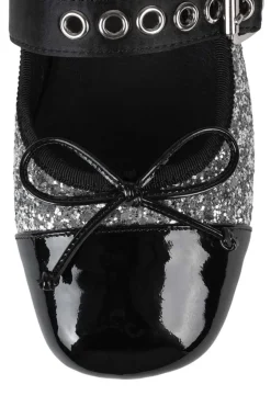 Jeffrey Campbell Flat- Balletic Silver Glitter Black