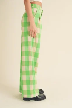 &Merci Pants-&Merci Green Apple Plaid Trouser