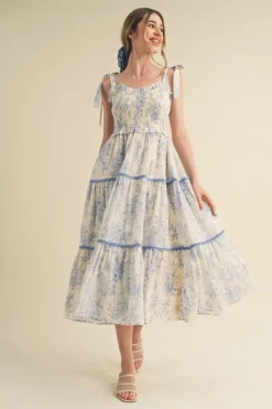 &Merci Midi-&Merci Marlin Smocked Bodice Dress