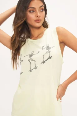 Project Social T Tanks- Skeleton Skate Tank Lime Cream