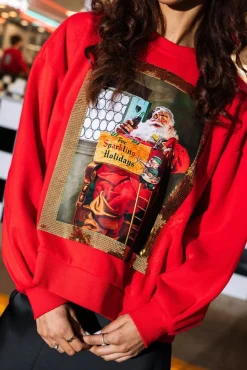 Queen of Sparkles Sweatshirts- Red Santa Drinking A Coke Sweatshirt