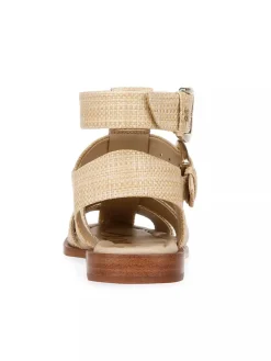 Sam Edelman Sandal- Dawn Ankle Buckle Sandal Bleached Beechwood Weave