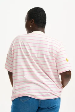 Sugarhill Brighton T-Shirts- Kinsley Relaxed T-Shirt - Off-White/Pink, Fruit Embroidery