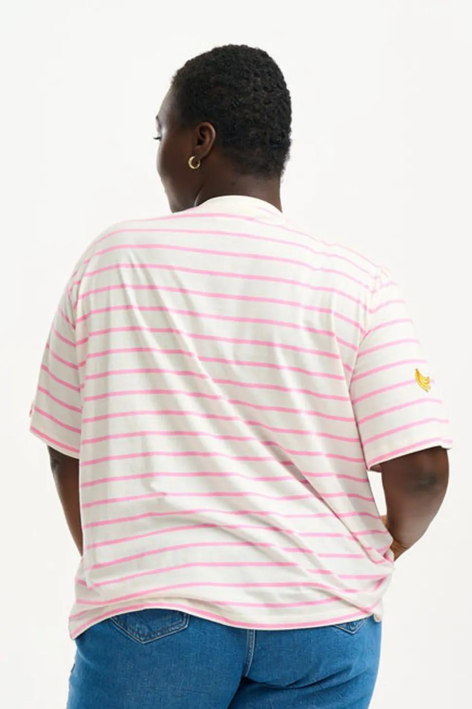 Sugarhill Brighton T-Shirts- Kinsley Relaxed T-Shirt - Off-White/Pink, Fruit Embroidery