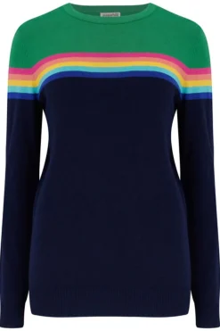 Sugarhill Brighton Sweaters- Rita Jumper - Navy/Green, Rainbow Split