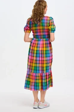 Sugarhill Brighton Midi- Yolanda Midi Dress Rainbow Check
