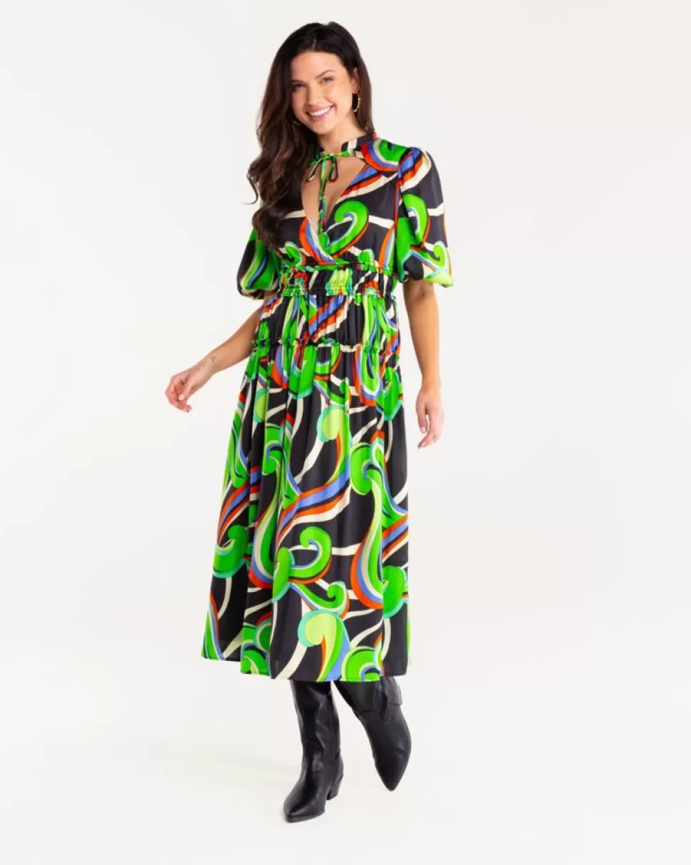 Alden Adair Midi- Shelbi Dress In Kimono