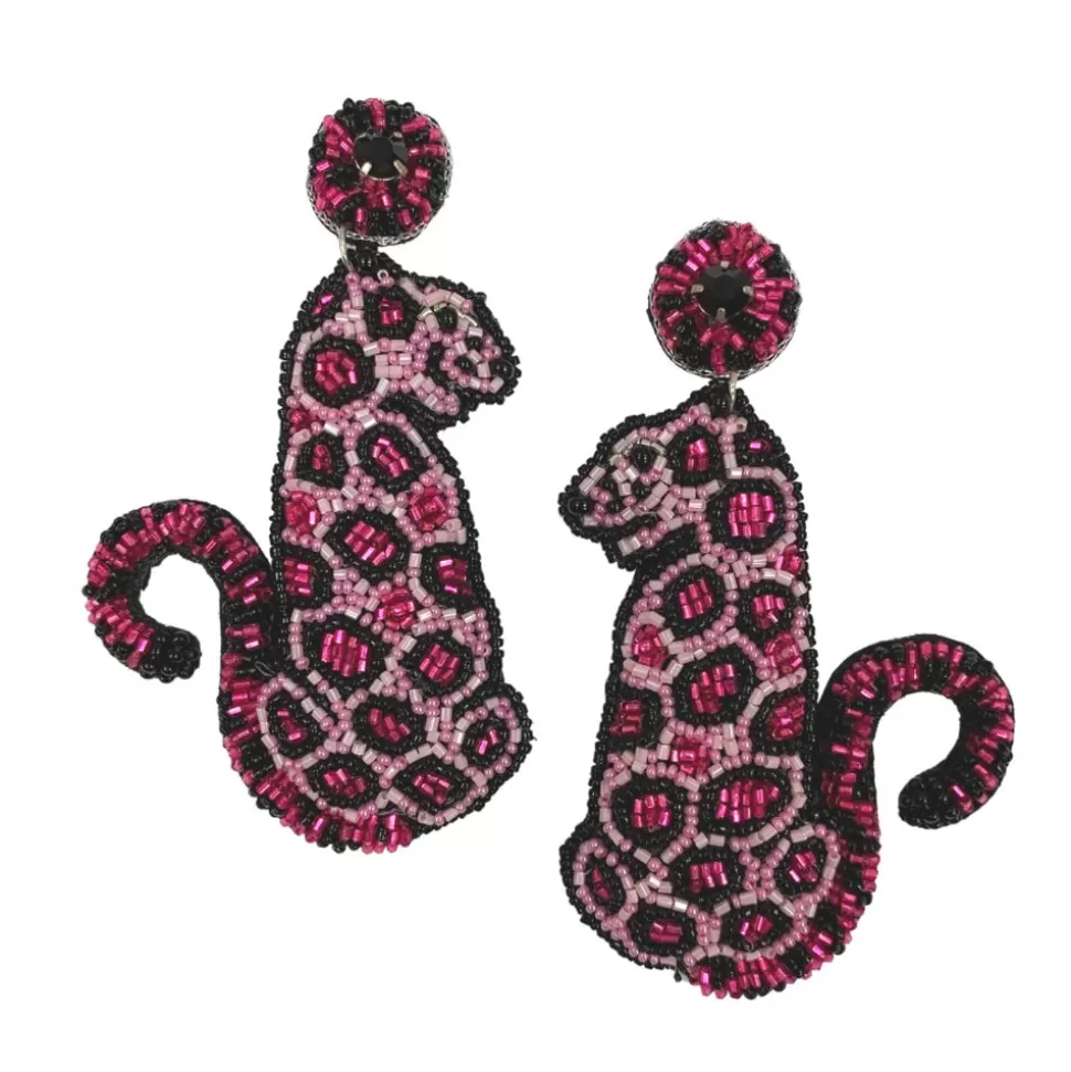 Allie Beads Jewelry- Pink Leopard Earrings