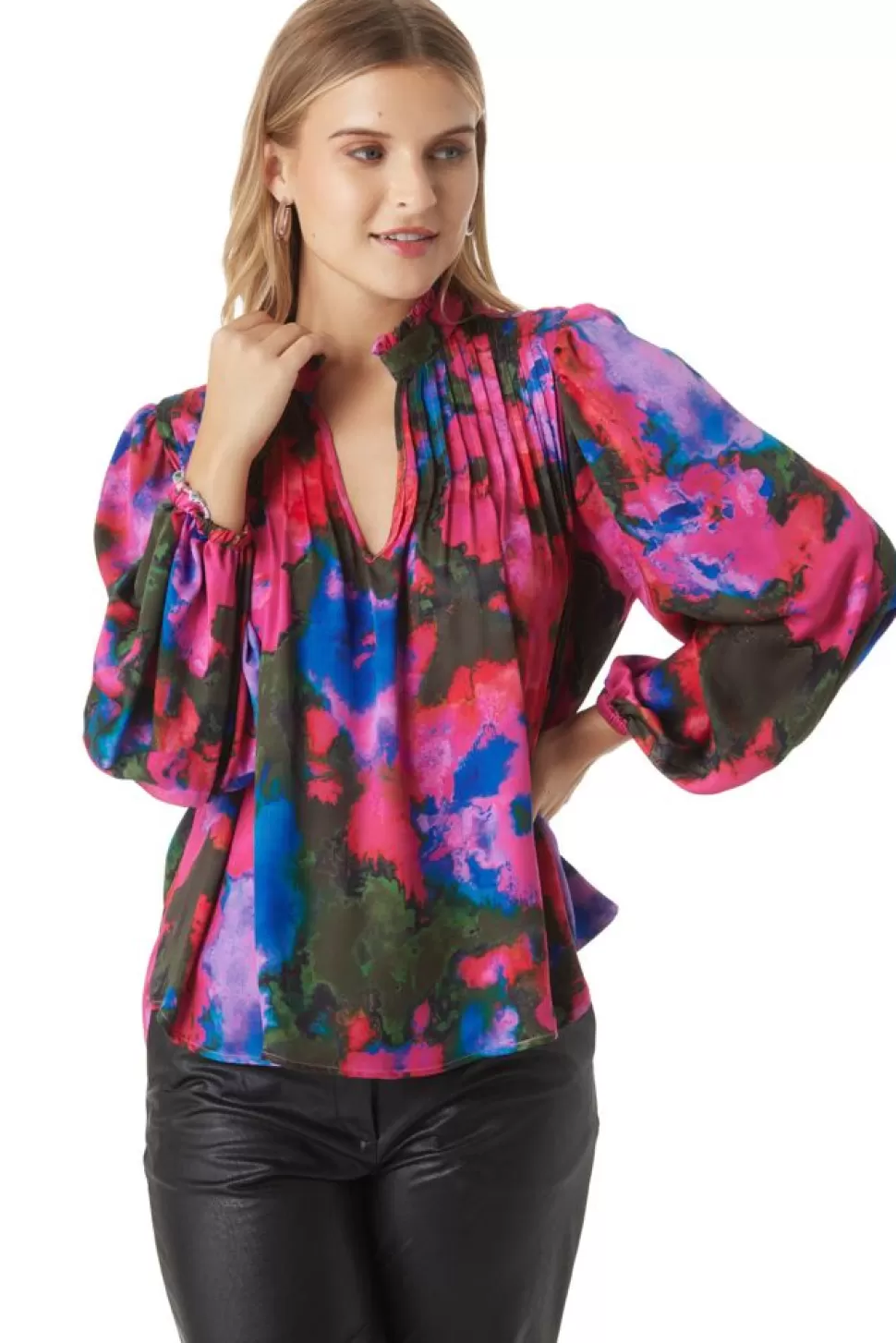 Crosby By Mollie Burch Blouses- Gabby Blouse Blurred Floral