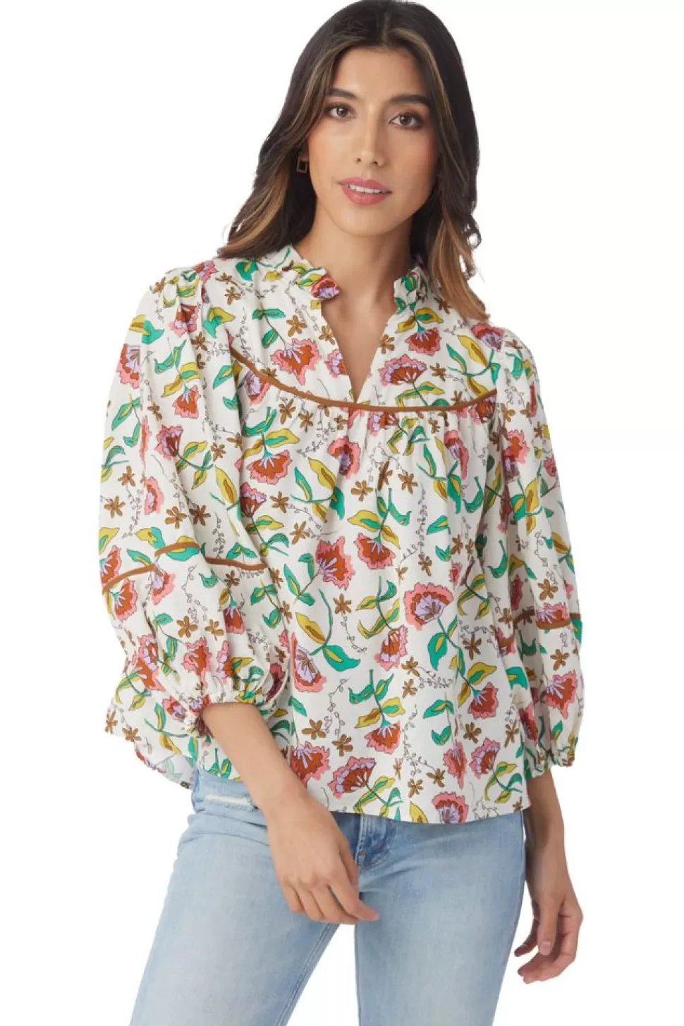 Crosby By Mollie Burch Blouses- Rosie Top Woodcut Floral