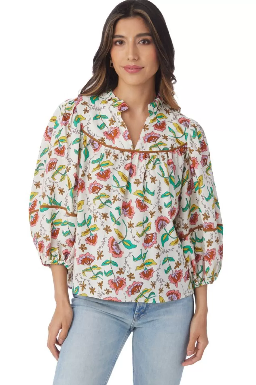 Crosby By Mollie Burch Blouses- Rosie Top Woodcut Floral