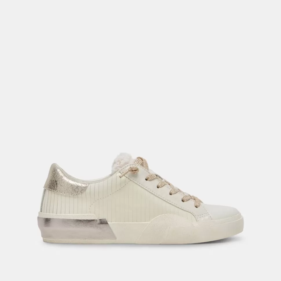 Dolce Vita Sneaker- Zina Plush White Sliced Leather