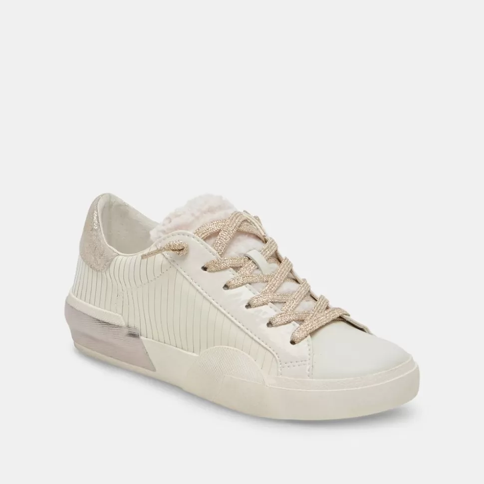 Dolce Vita Sneaker- Zina Plush White Sliced Leather