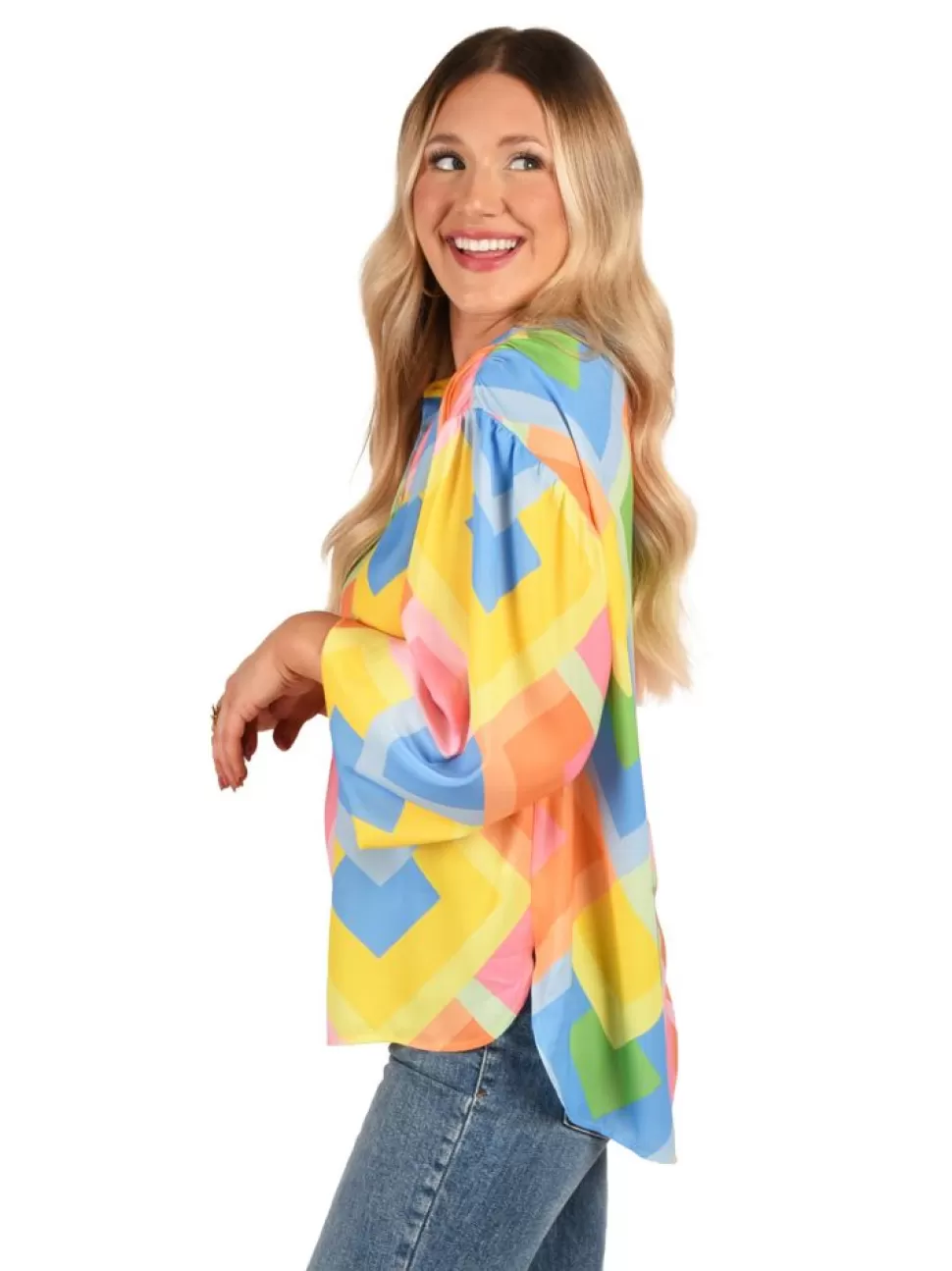 Emily McCarthy Blouses- Lolli Top Geo