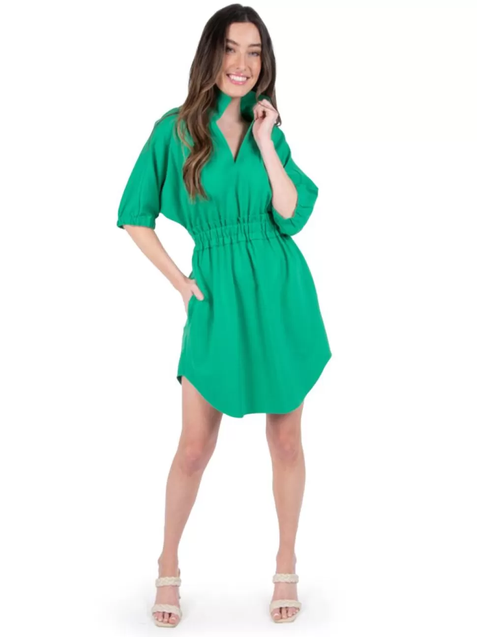 Emily McCarthy Mini- Palmer Dress Ming Green