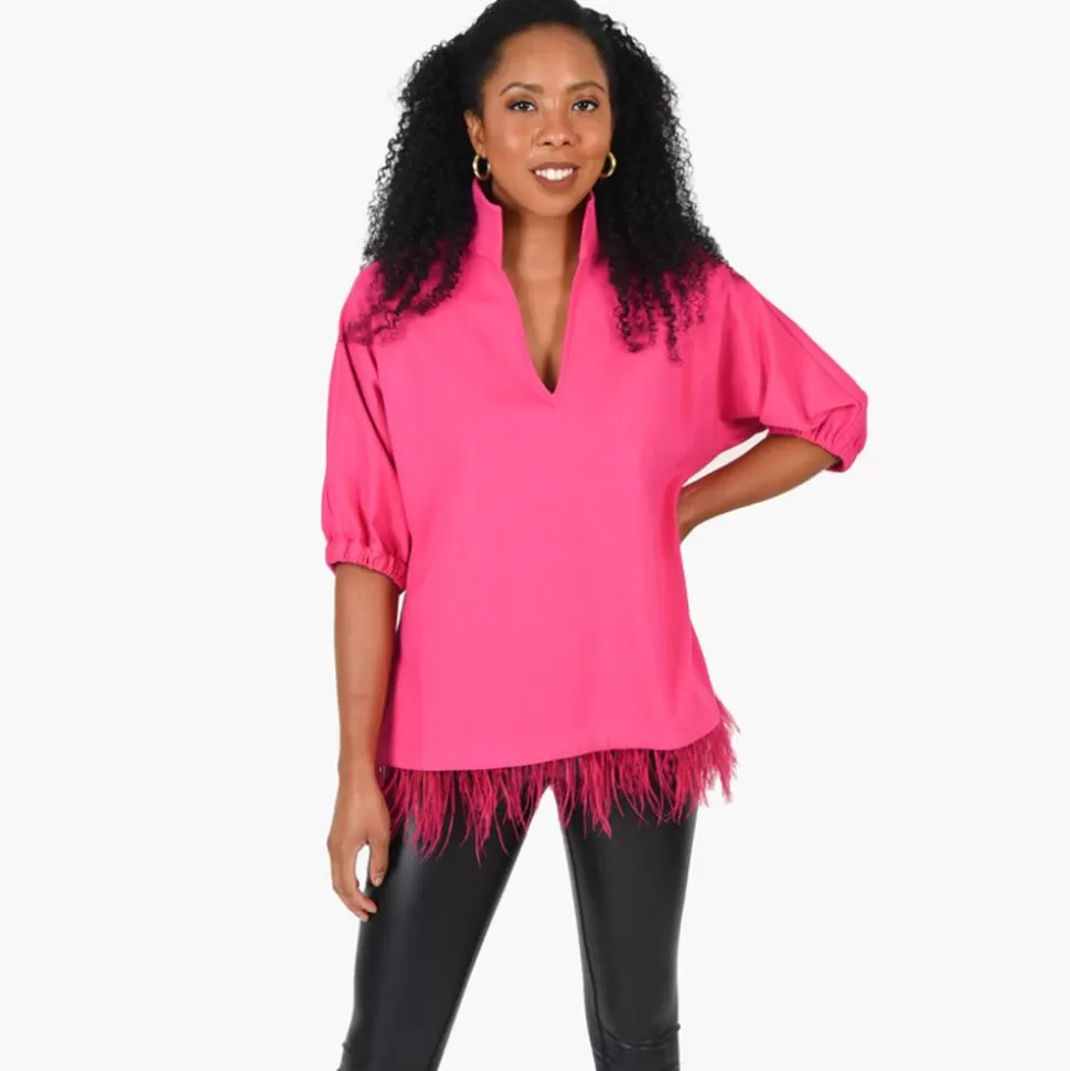 Emily McCarthy Blouses- Poppy Top Fuchsia Feather