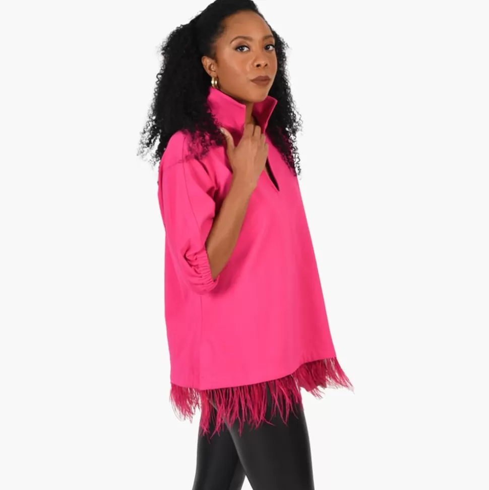 Emily McCarthy Blouses- Poppy Top Fuchsia Feather