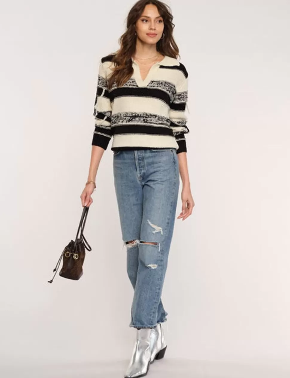 Heartloom Sweaters- Joy Sweater In Ivory Stripe