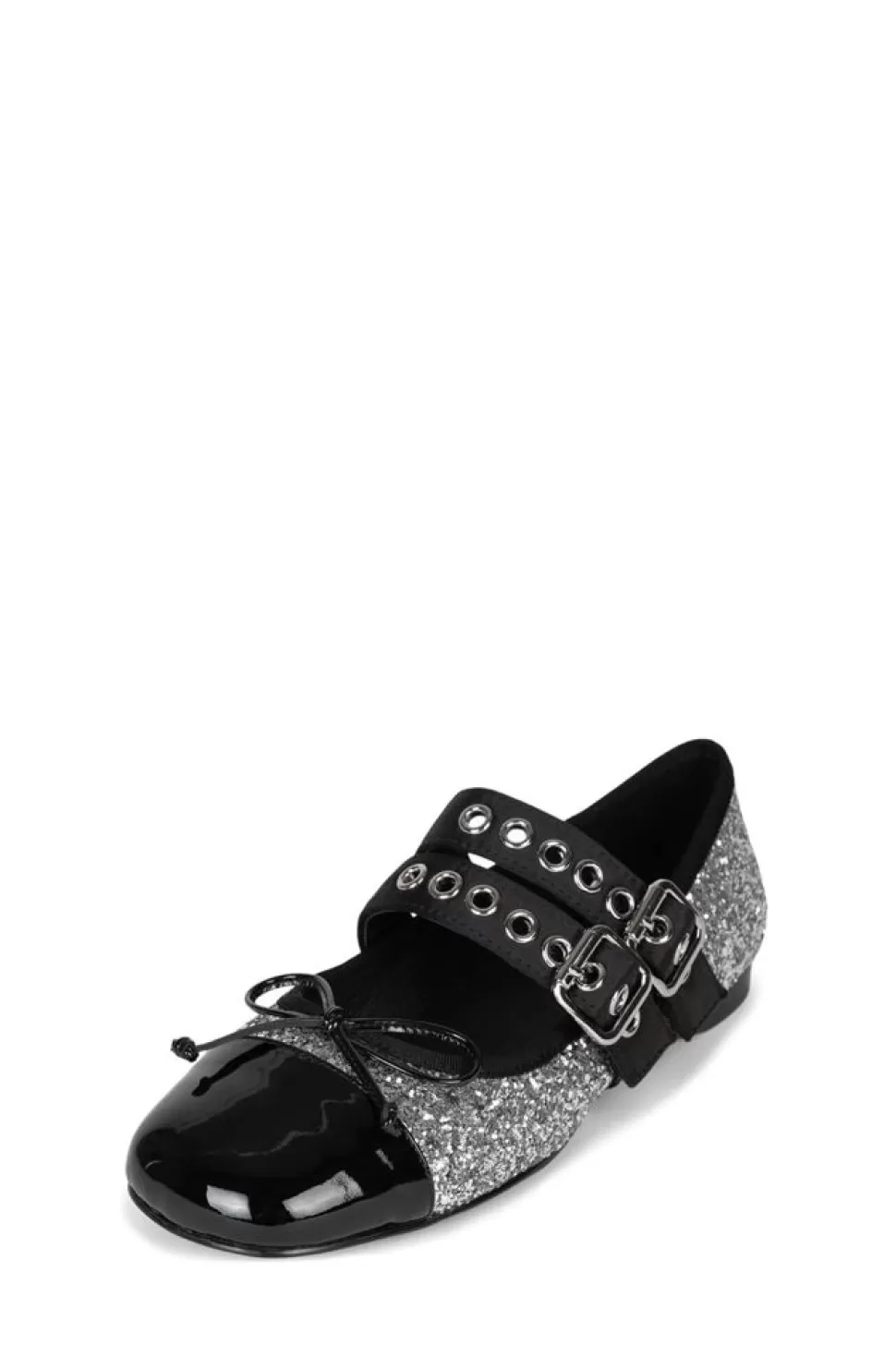 Jeffrey Campbell Flat- Balletic Silver Glitter Black