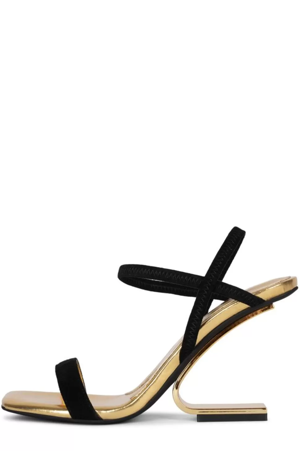 Jeffrey Campbell Wedge- Geometric Black Suede Gold