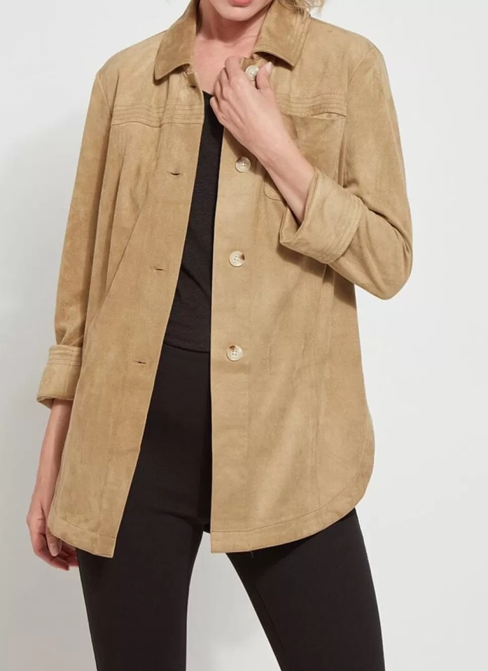 Lysse Blouses- Lori Vegan Suede Overshirt