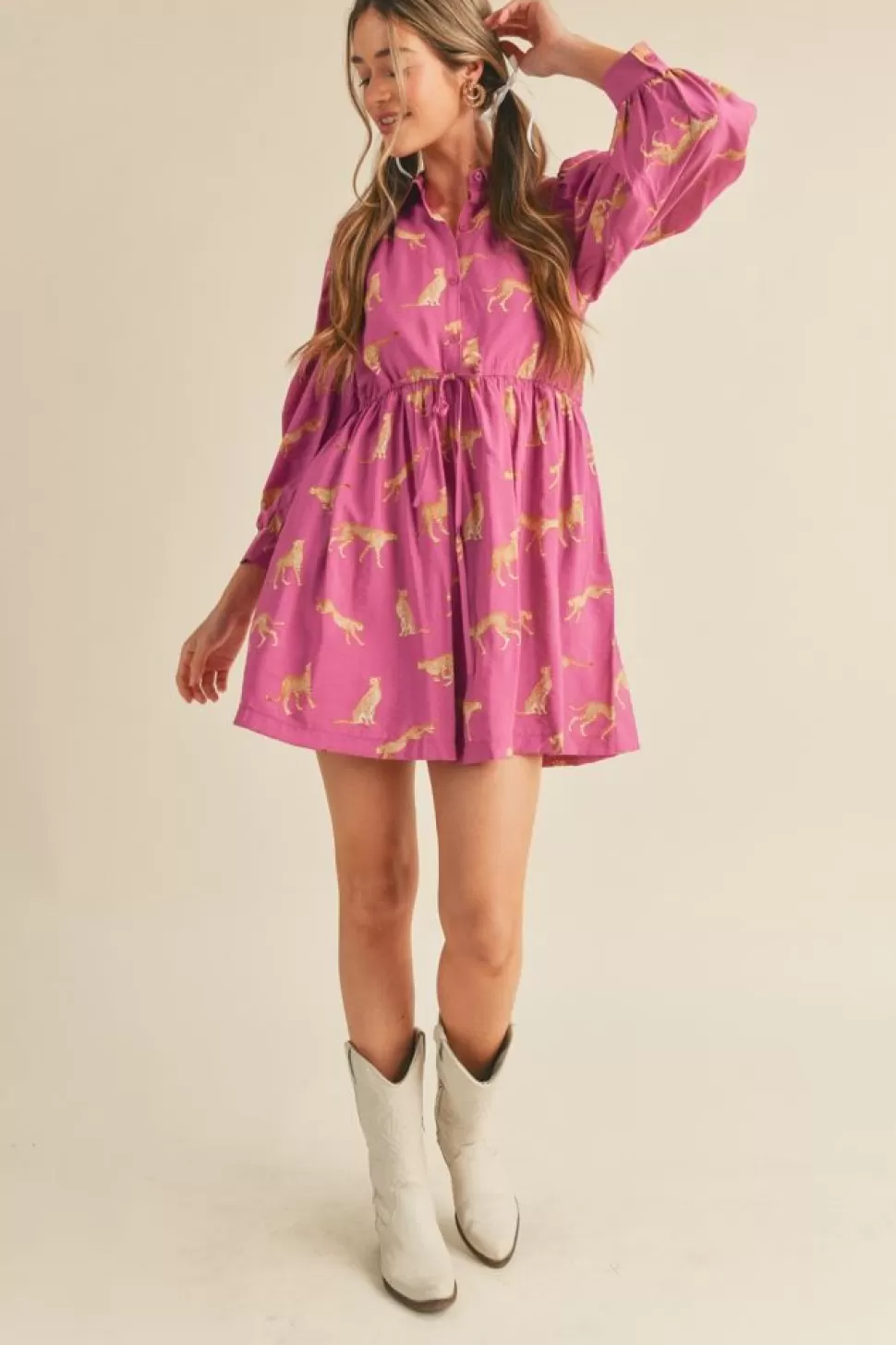 &Merci Mini-&Merci Cheetah Print Button Down Dress