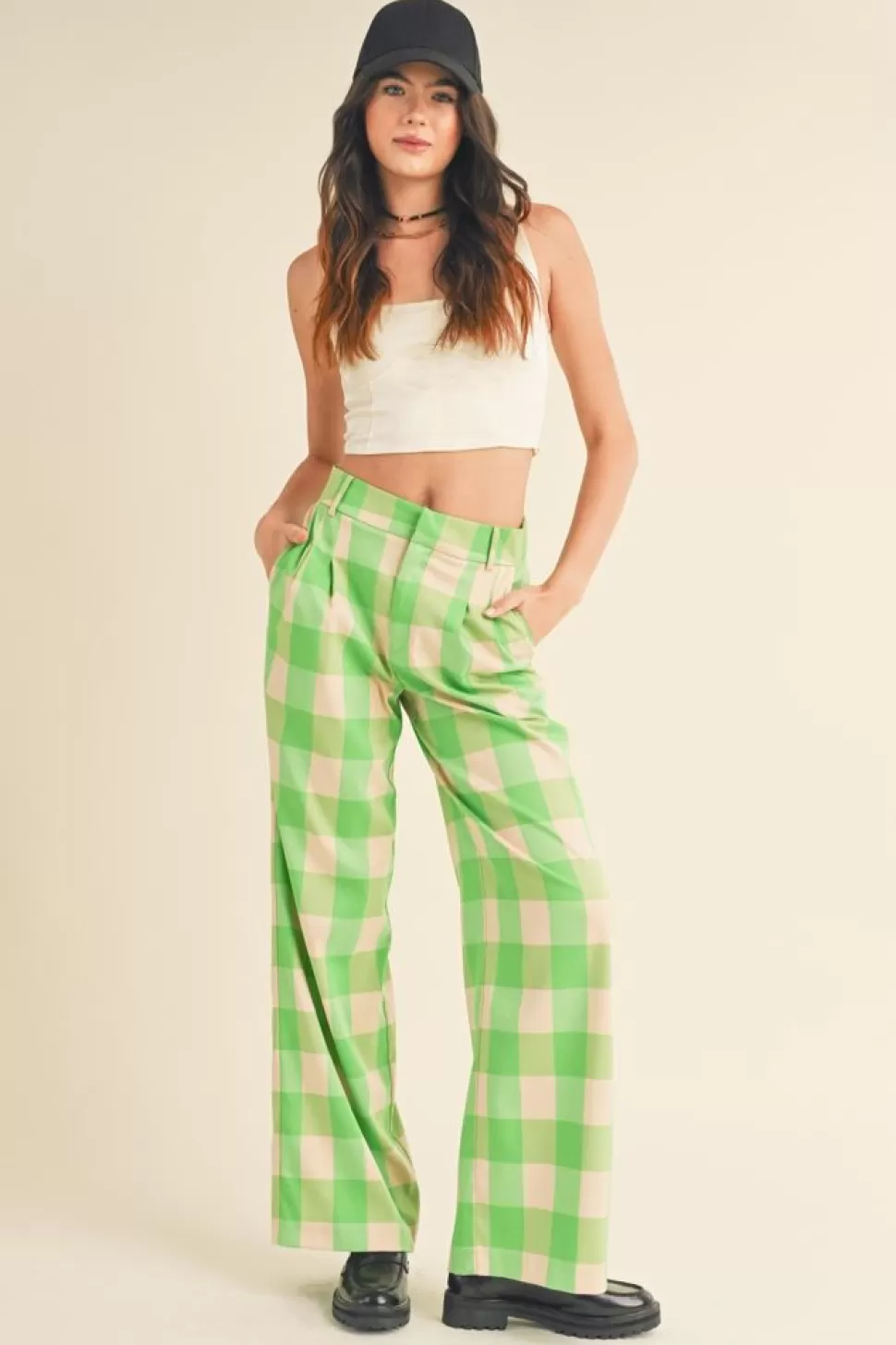 &Merci Pants-&Merci Green Apple Plaid Trouser