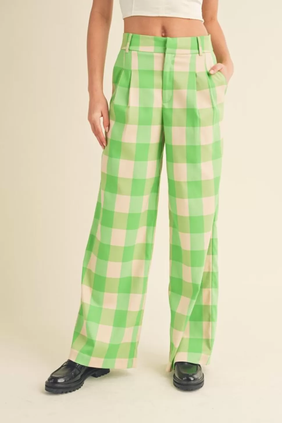 &Merci Pants-&Merci Green Apple Plaid Trouser