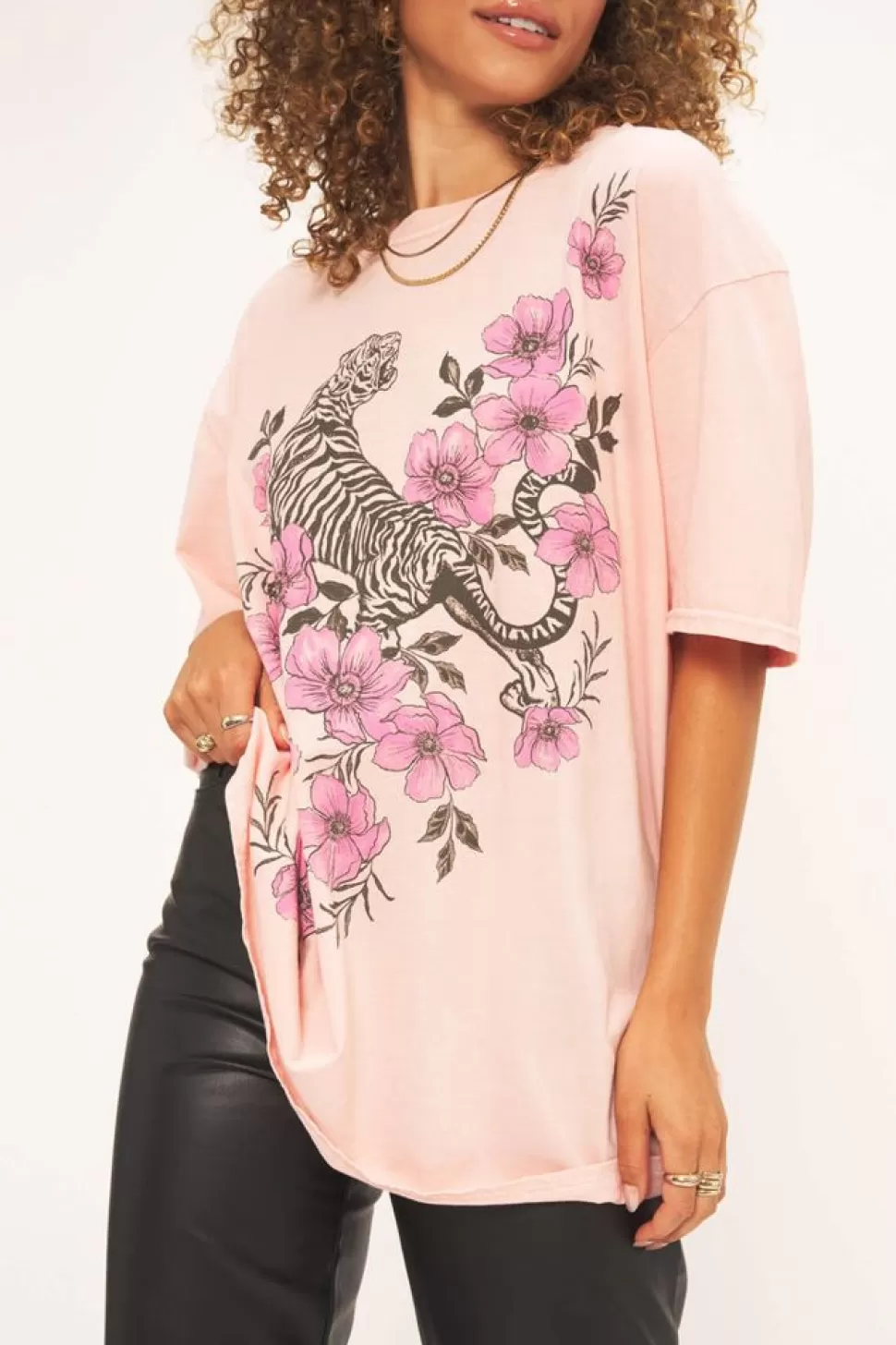 Project Social T T-Shirts- Tiger Fleur Oversized Tee