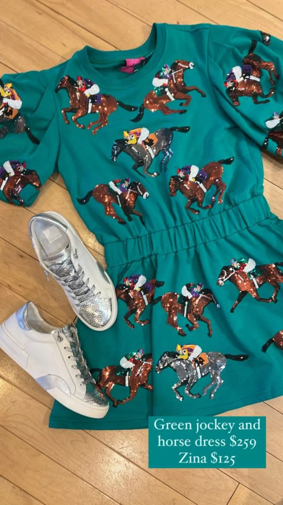 Queen of Sparkles Mini- Green Horse & Jockey Dress