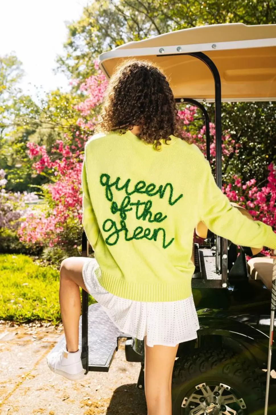 Queen of Sparkles Sweaters- Queen Of The Green Golf Cardigan