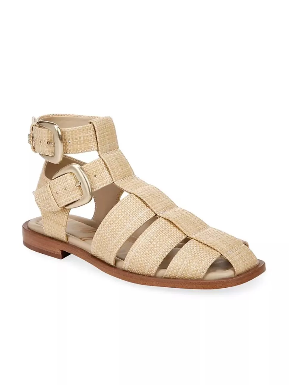 Sam Edelman Sandal- Dawn Ankle Buckle Sandal Bleached Beechwood Weave