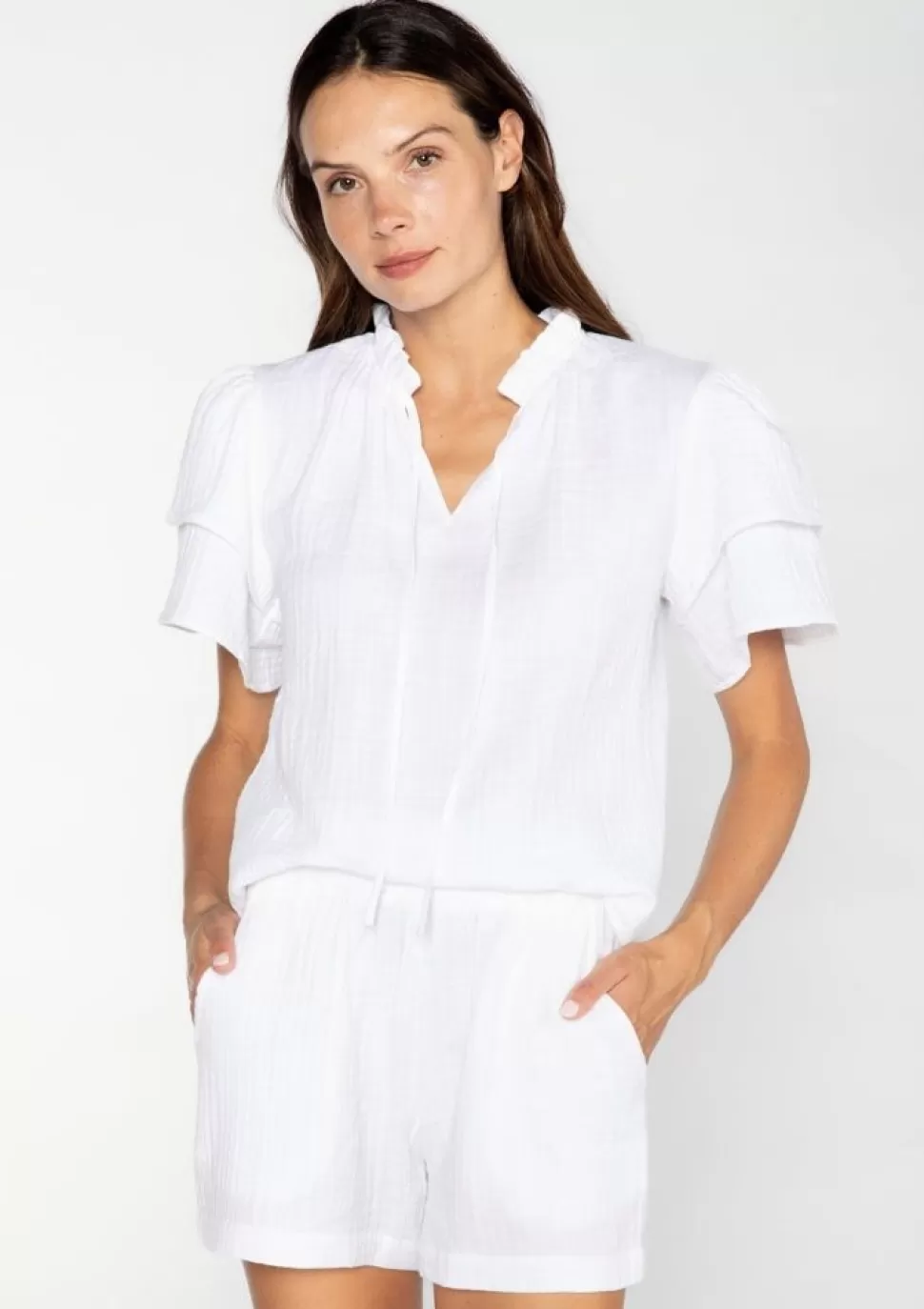 S'edge Apparel Blouses-S'Edge Apparel Sally Top White