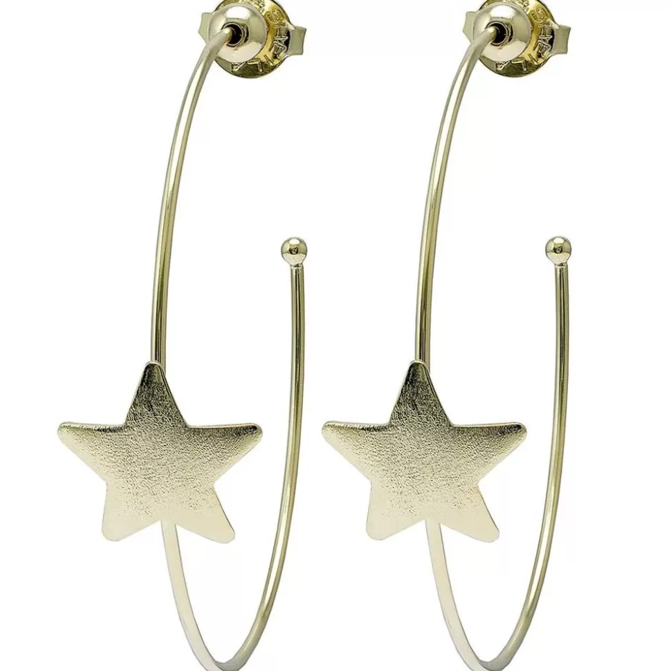 Sheila Fajl Jewelry- Ursa Single Star Hoops Gold