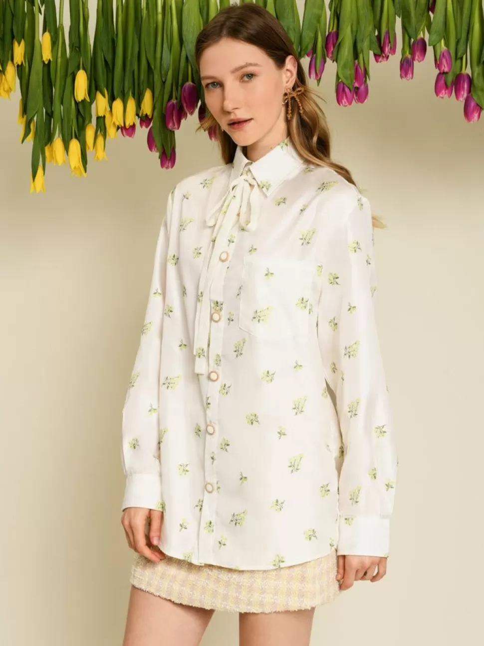 Sister Jane Blouses- Ditsy Pick Shirt - Pearled Ivory