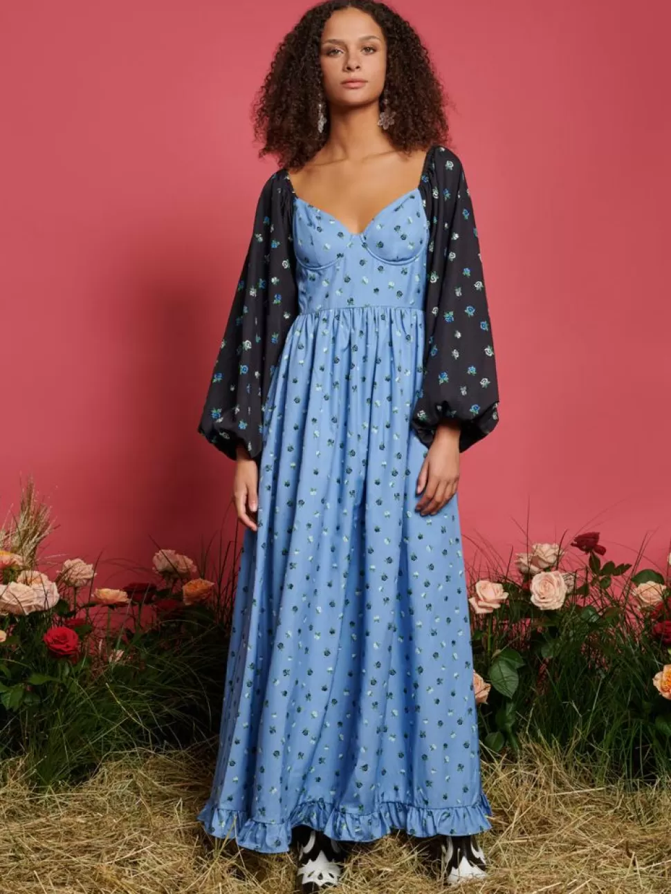 Sister Jane Maxi- Saddle Floral Maxi Dress