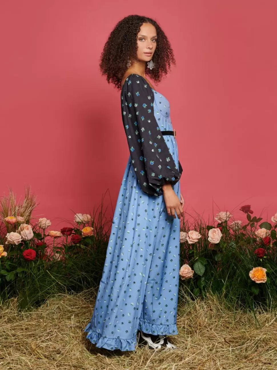 Sister Jane Maxi- Saddle Floral Maxi Dress