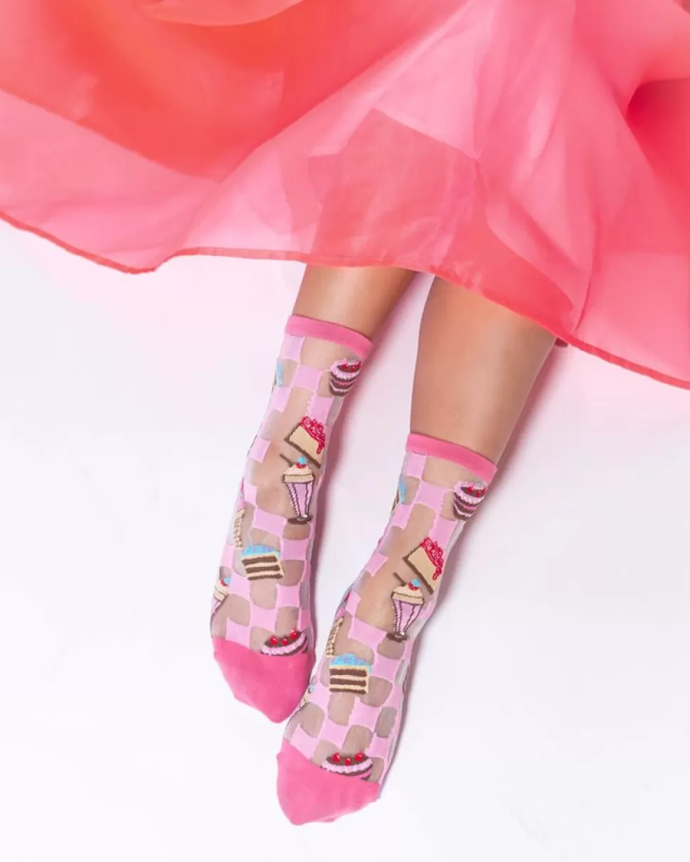 Sock Candy Socks And Tights- Retro Sweets Sheer Crew Sock