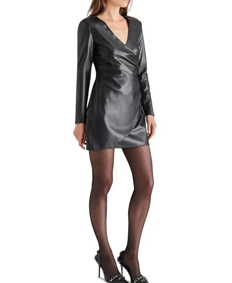 Steve Madden Mini- Sandy Long Sleeve Faux Leather Minidress