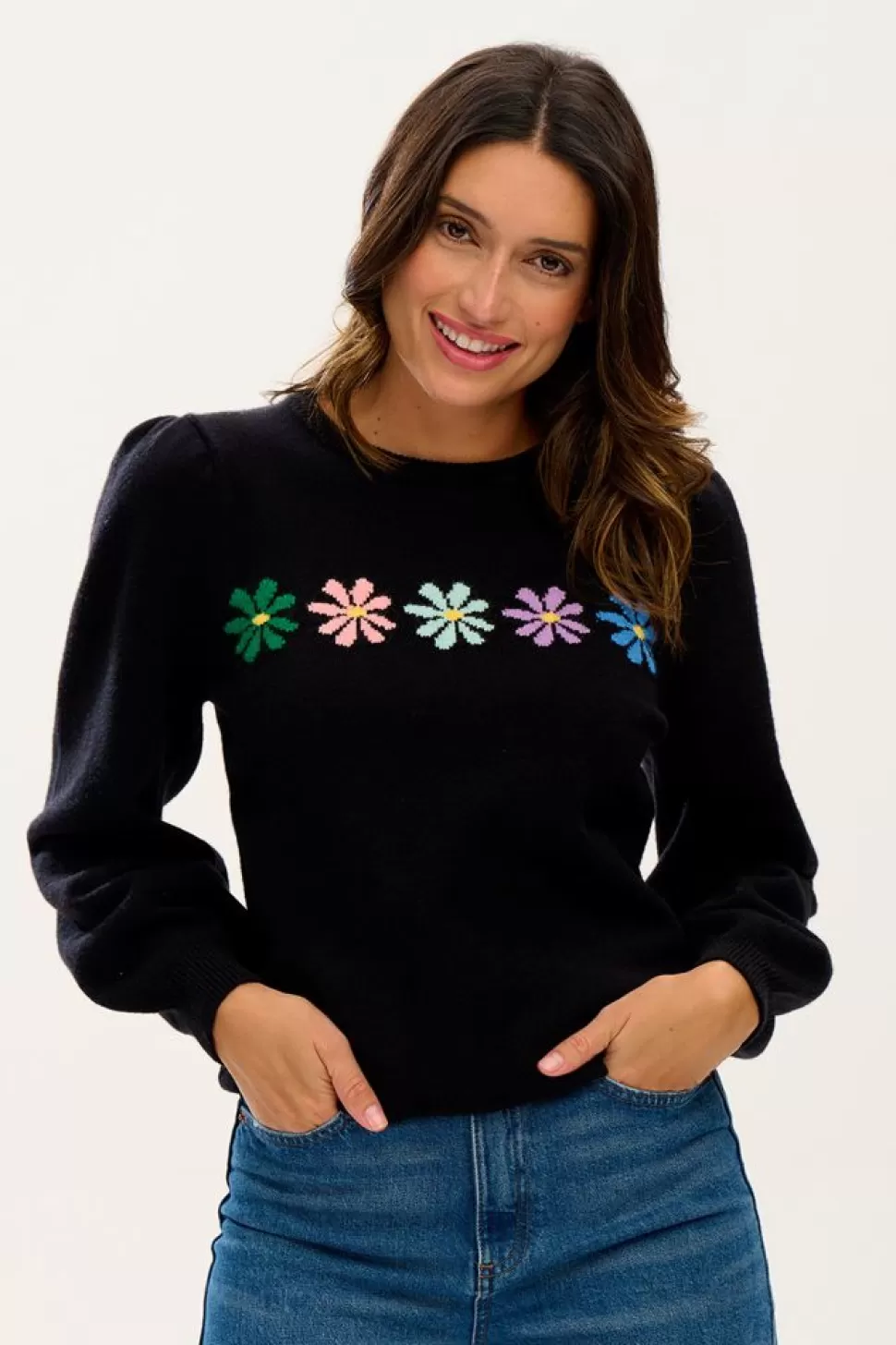 Sugarhill Brighton Sweaters- Andrea Rainbow Daisies Jumper