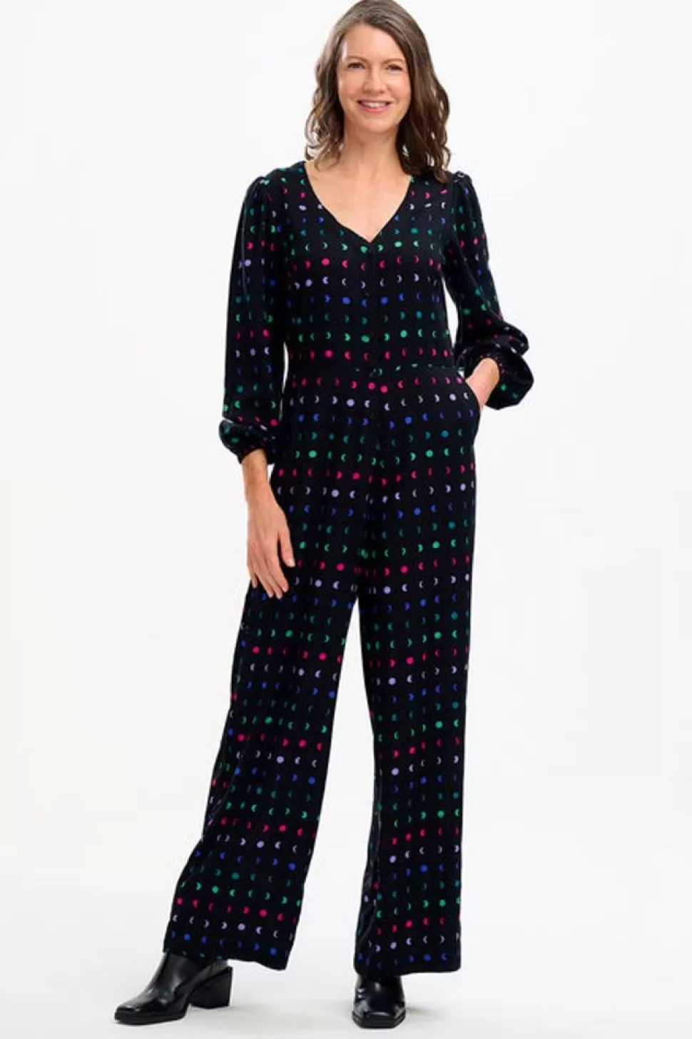 Sugarhill Brighton Jumpsuit- Angie Jumpsuit - Black, Moon Phases