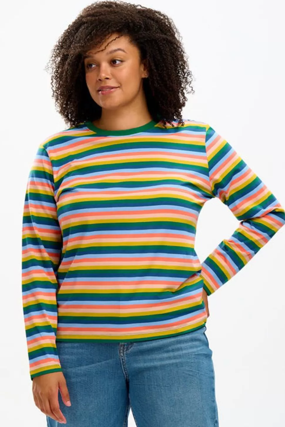 Sugarhill Brighton T-Shirts- Brunswick Jersey Top - Multi, Retro Stripes