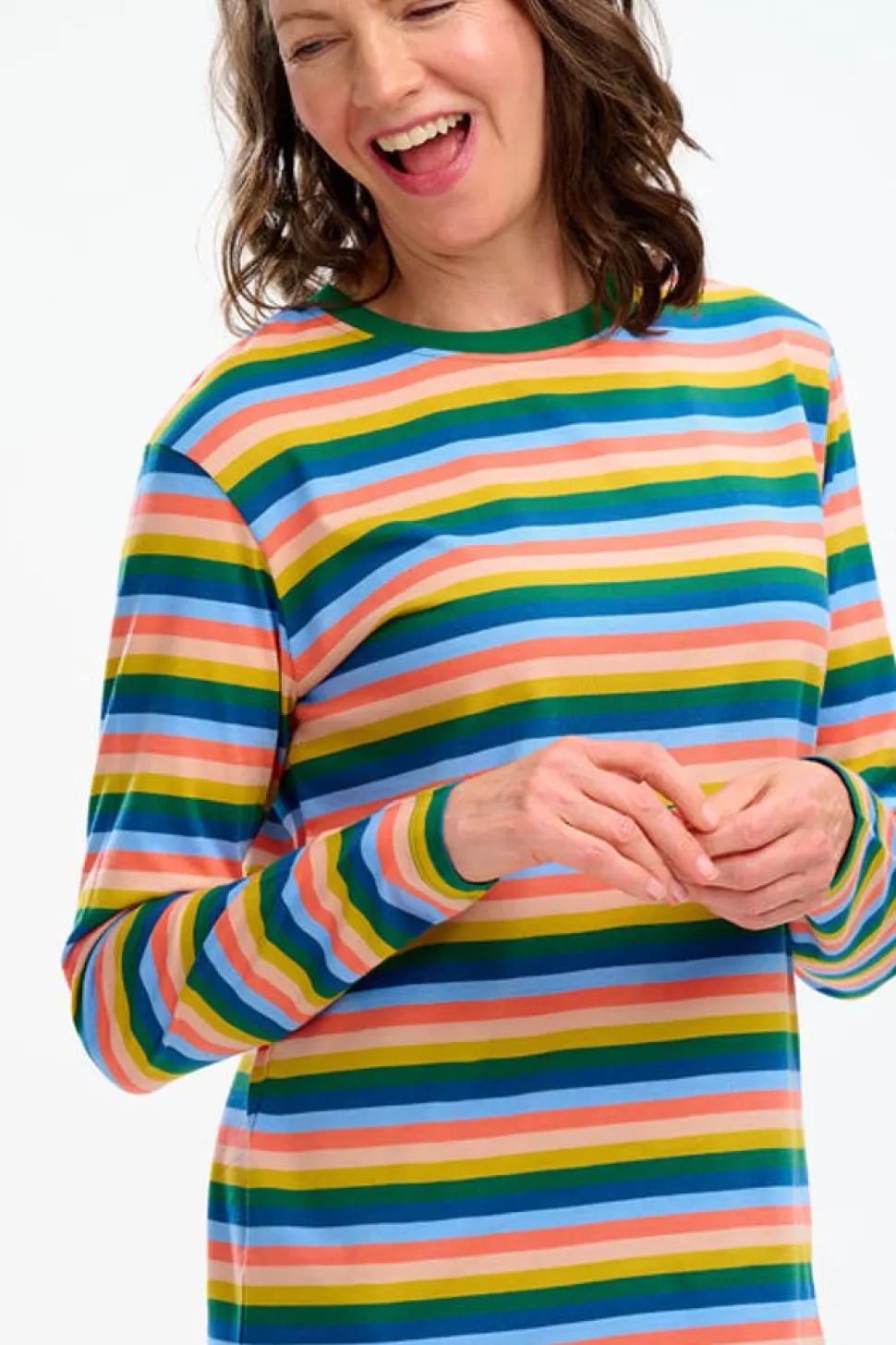 Sugarhill Brighton T-Shirts- Brunswick Jersey Top - Multi, Retro Stripes